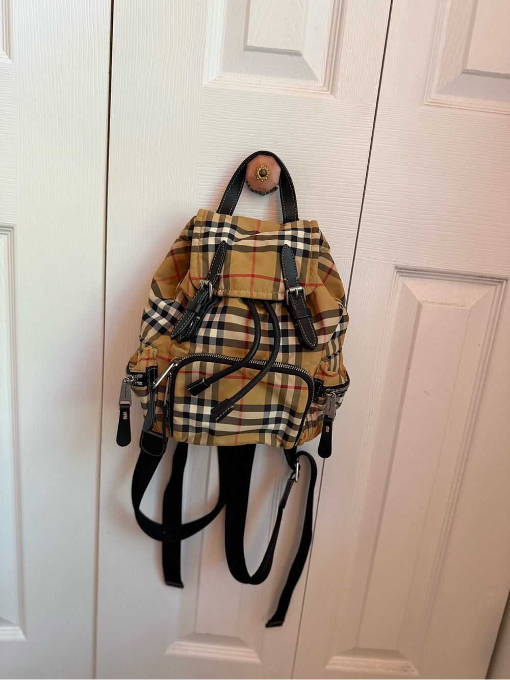 Vintage Burberry Checkered Beige Plaid Mini Backpack